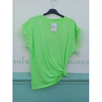 Camiseta plumas verdes