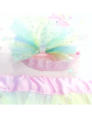 Falda tul arcoiris + varita + diadema