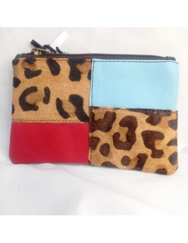 Monedero azul y rojo animal print