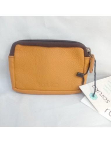 Monedero naranja con bolsillo animal...