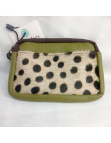Monedero verde con bolsillo animal print