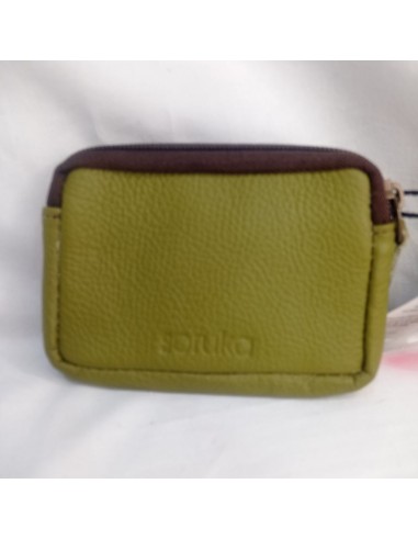 Monedero verde con bolsillo animal print